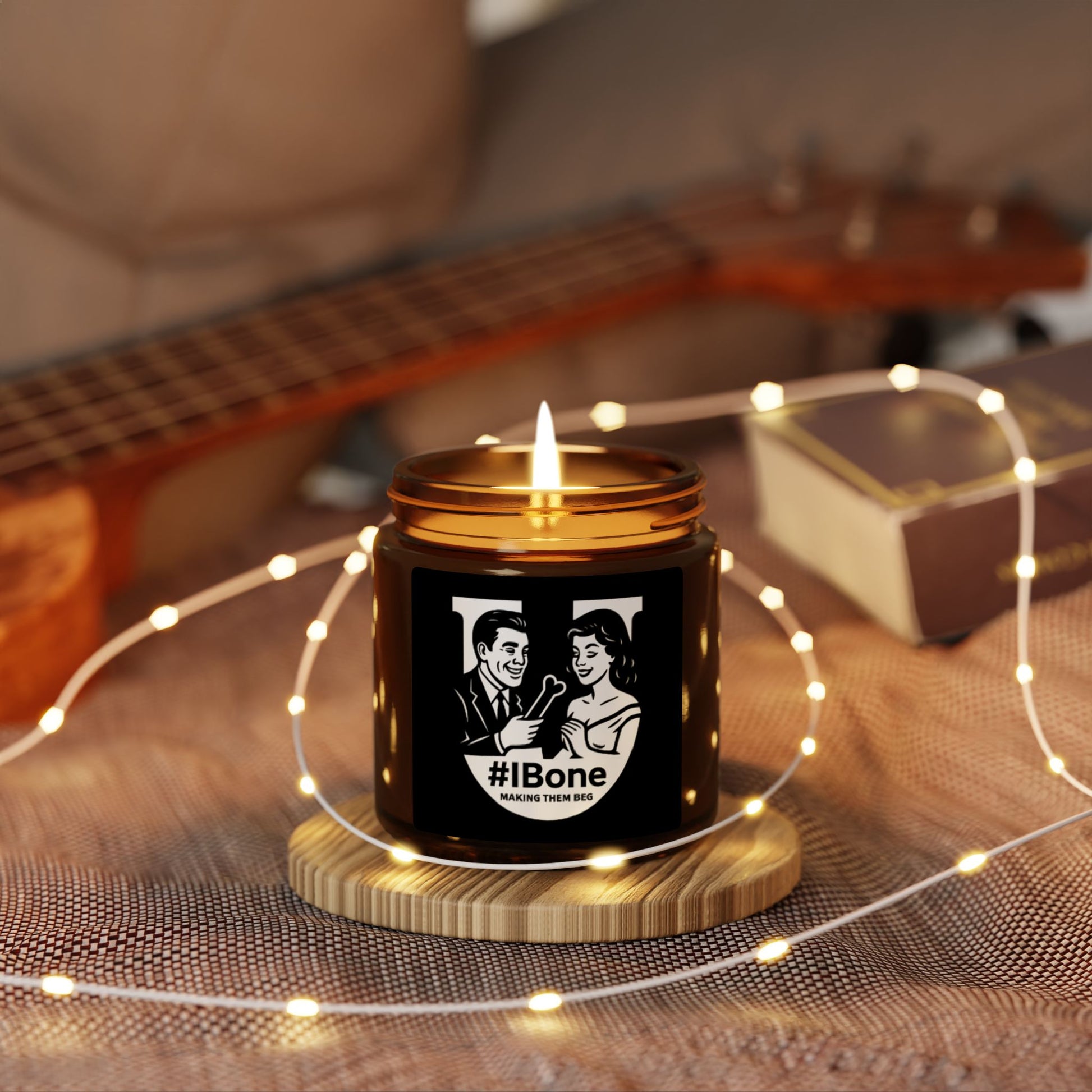 Funny #IBone Scented Soy Candle - Amber Jar Gift for Friends, Home Décor, Aromatherapy, Unique Candle Gift