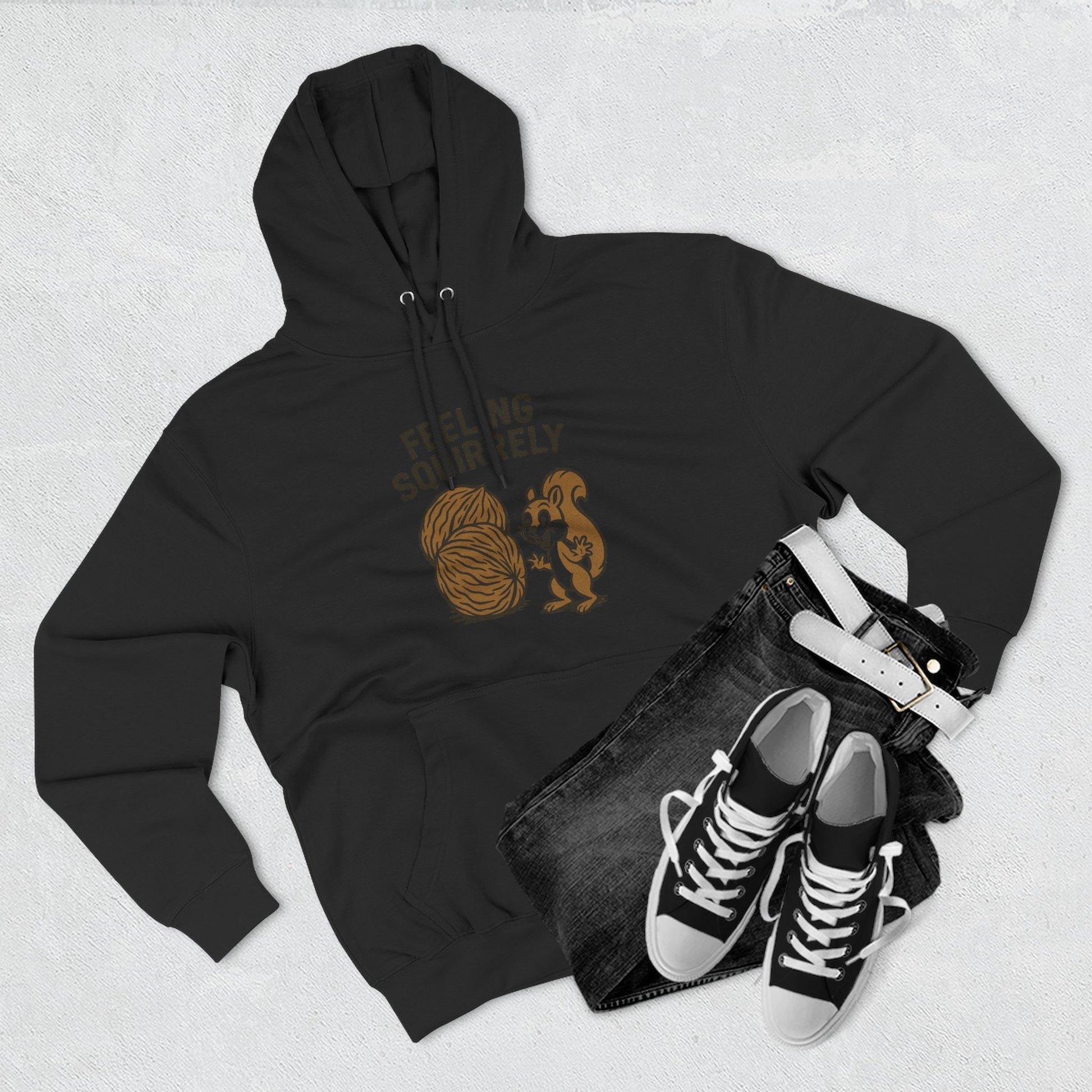 Feeling Squirrelly Hoodie - Cozy Fleece Sweatshirt, Gift for Animal Lovers, Fall Fashion, Fun Hoodie for Friends, Quirky Apparel