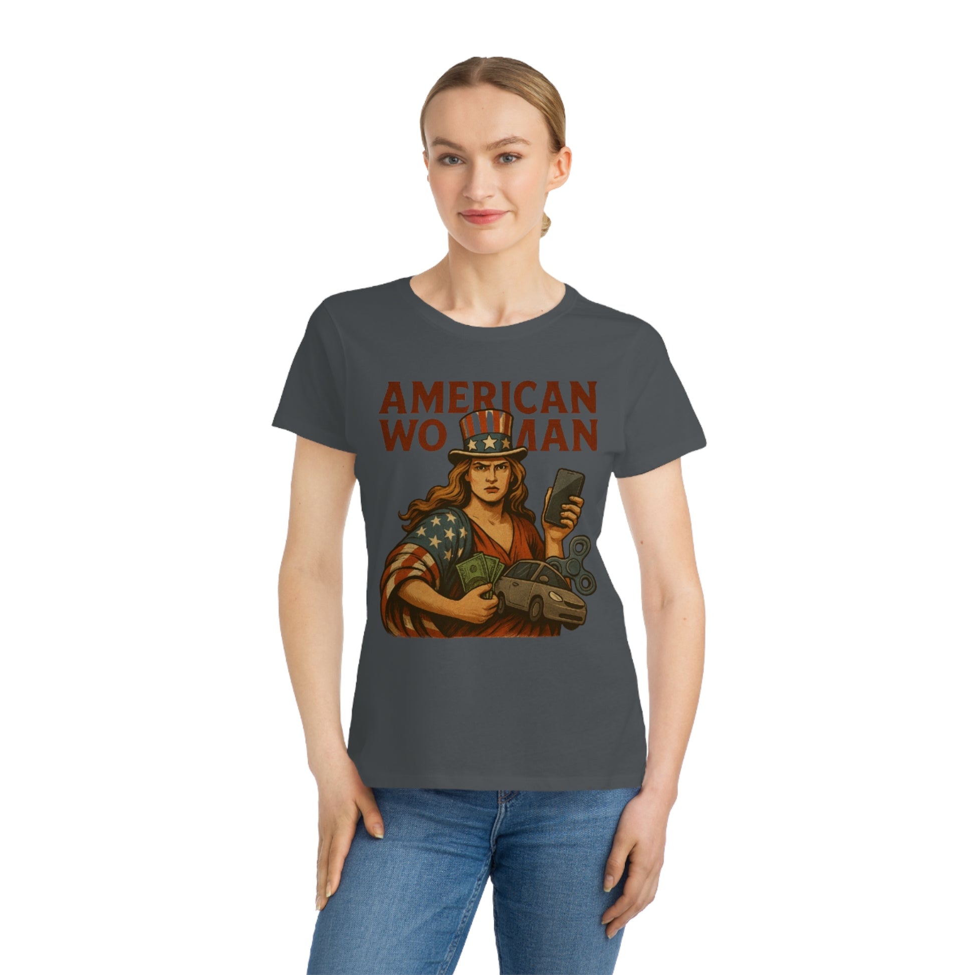 Empowering American Woman T-Shirt, Feminist Tee, Casual Wear, Gift for Her, July 4th, Independence Day Outfit
