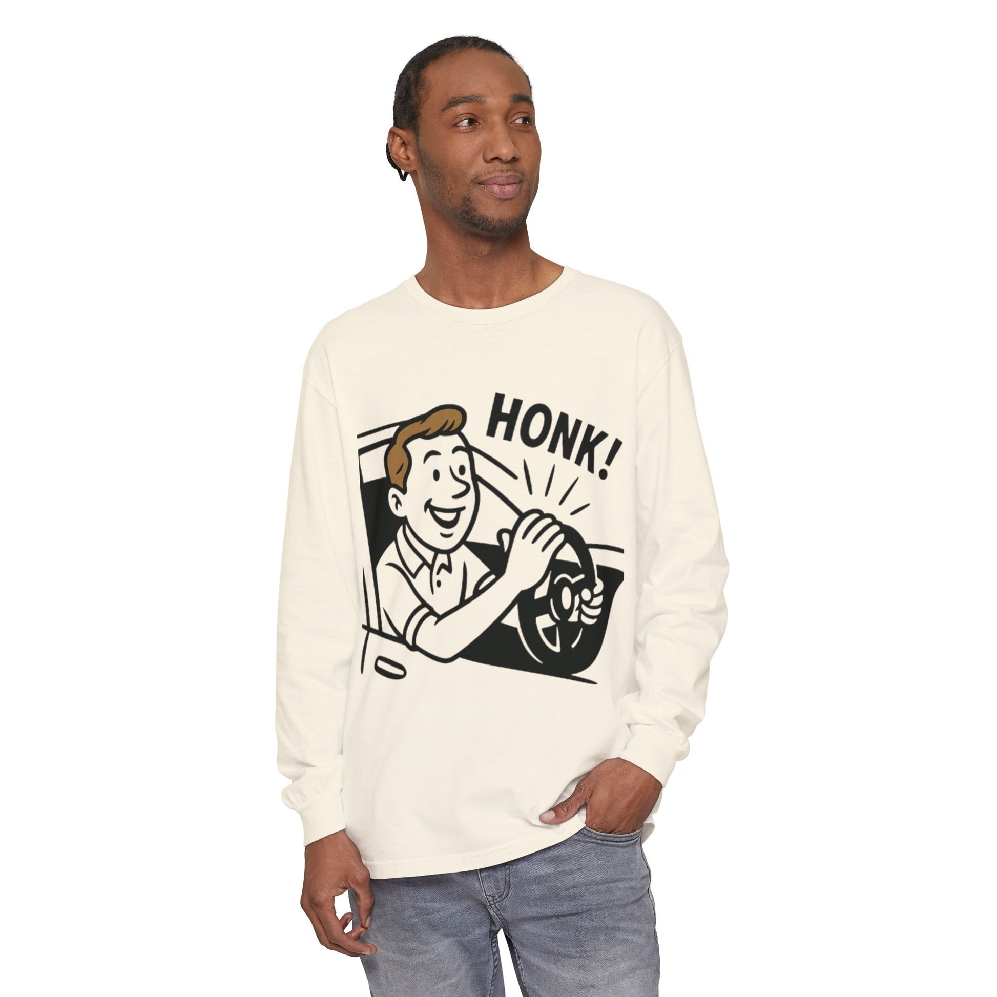 Honk Long Sleeve T-Shirt, Funny Car Enthusiast Tee, Gift for Drivers, Unisex Graphic Shirt, Casual Wear, Auto Humor Tee