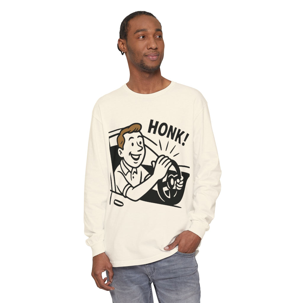 Honk Long Sleeve T-Shirt, Funny Car Enthusiast Tee, Gift for Drivers, Unisex Graphic Shirt, Casual Wear, Auto Humor Tee