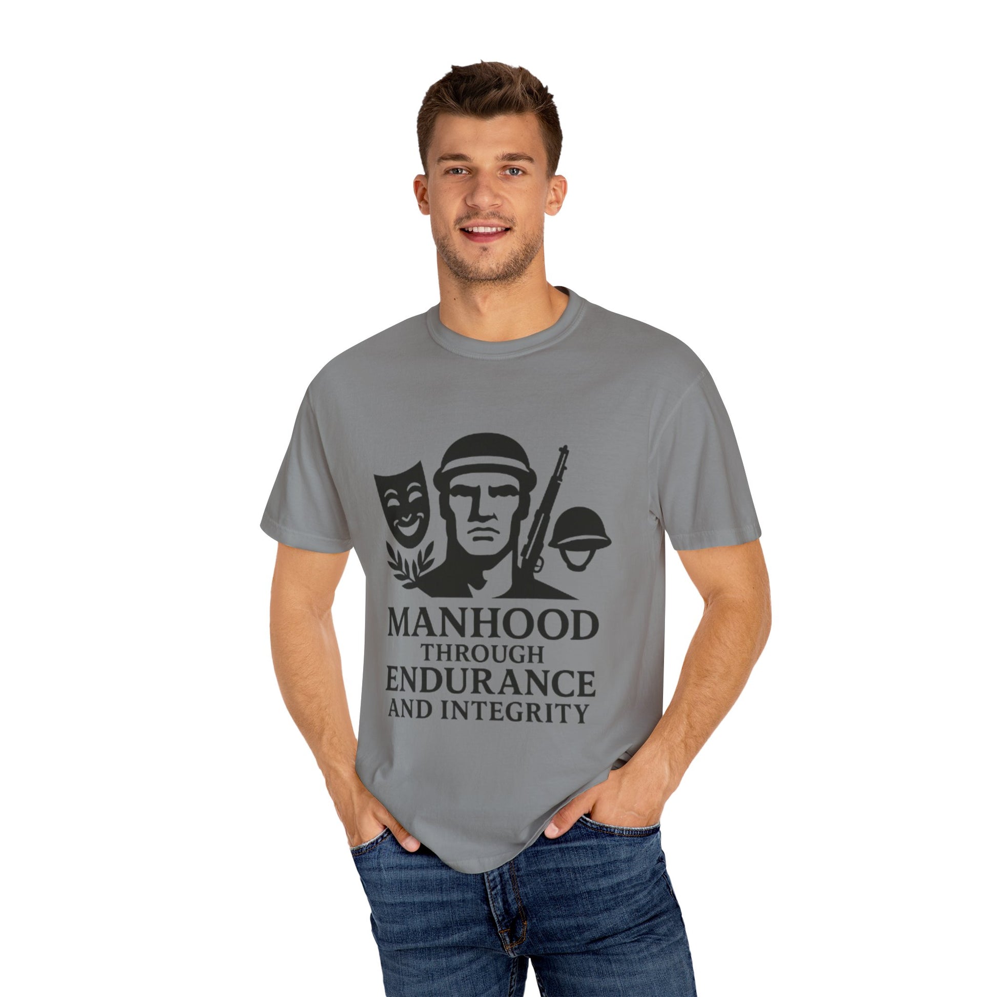 Inspirational Unisex T-Shirt: Manhood Through Endurance and Integrity, Gift for Dads, Motivational Apparel, Everyday Wear, Men's T-Shirt