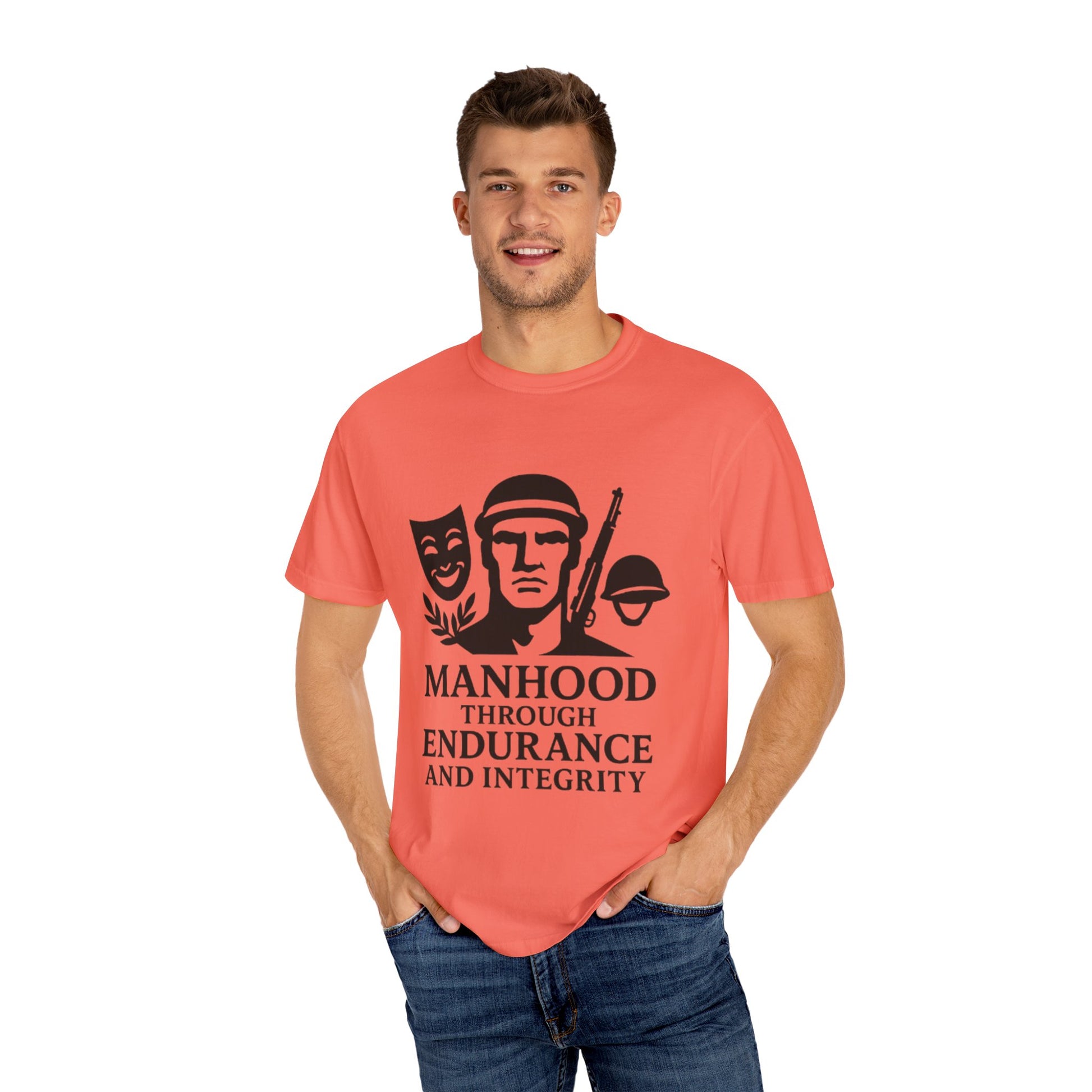 Inspirational Unisex T-Shirt: Manhood Through Endurance and Integrity, Gift for Dads, Motivational Apparel, Everyday Wear, Men's T-Shirt
