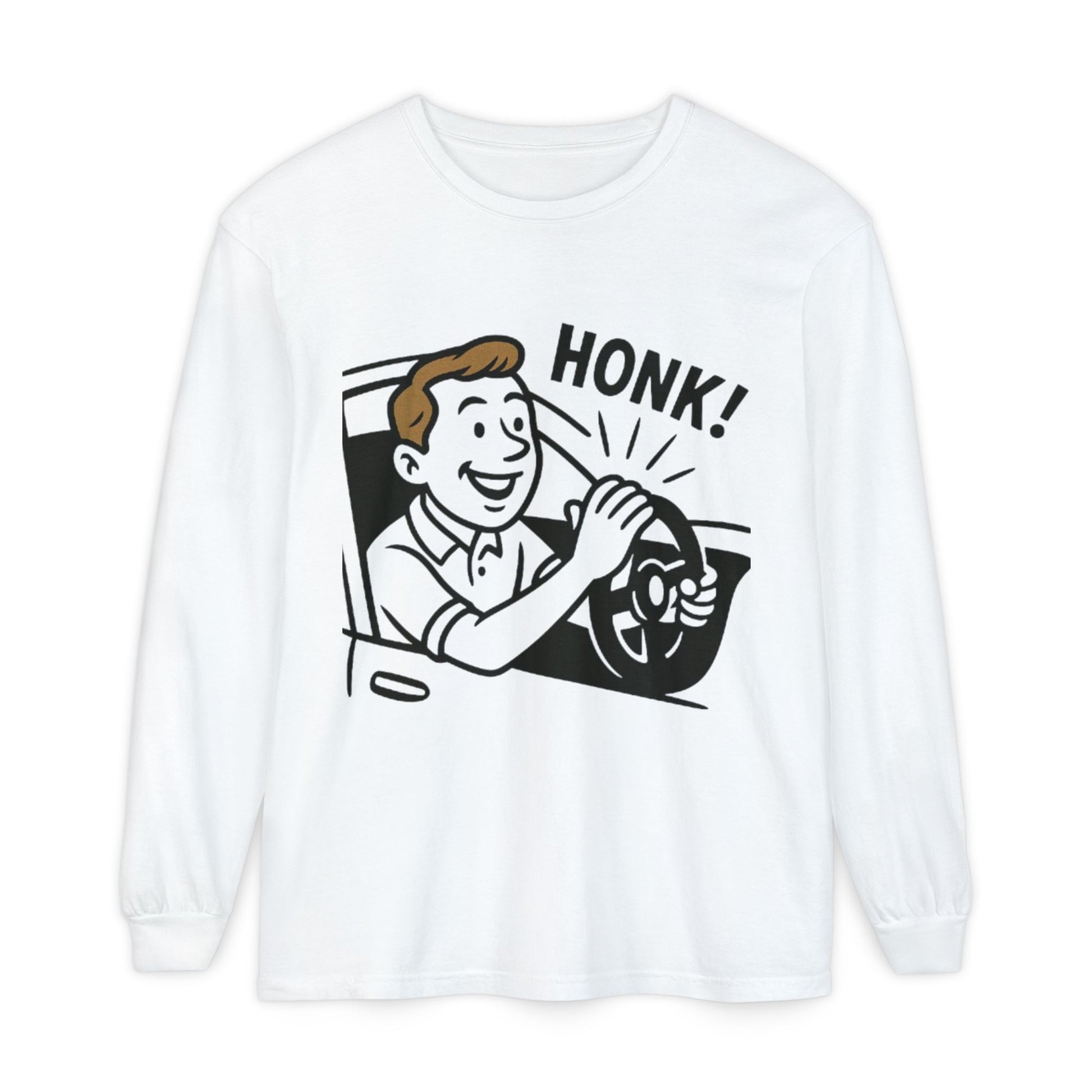 Honk Long Sleeve T-Shirt, Funny Car Enthusiast Tee, Gift for Drivers, Unisex Graphic Shirt, Casual Wear, Auto Humor Tee