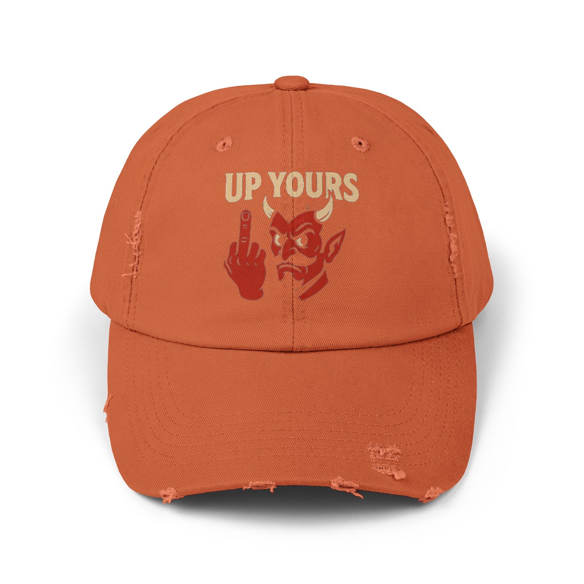 Unisex Distressed Cap with Up Yours Design, Casual Hat, Trendy Accessories, Gift for Him/Her, Streetwear Fashion, Humor Merchandise