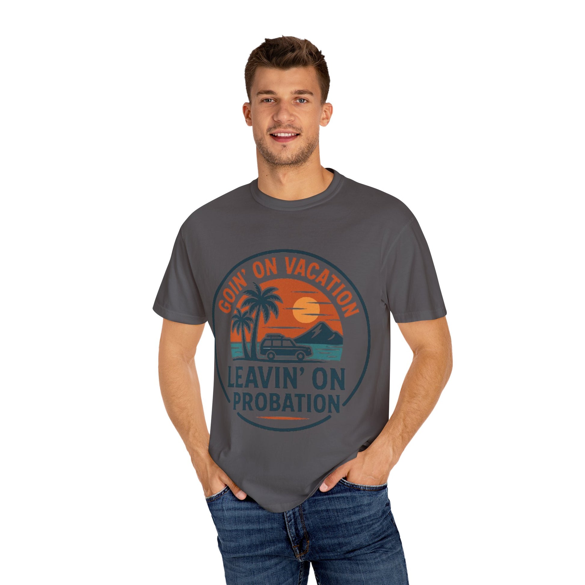 Vacation Vibes Graphic Tee - Goin' on Vacation, Leavin' on Probation, Gift for Travelers, Summer T-Shirt, Fun Casual Wear, Unisex Apparel